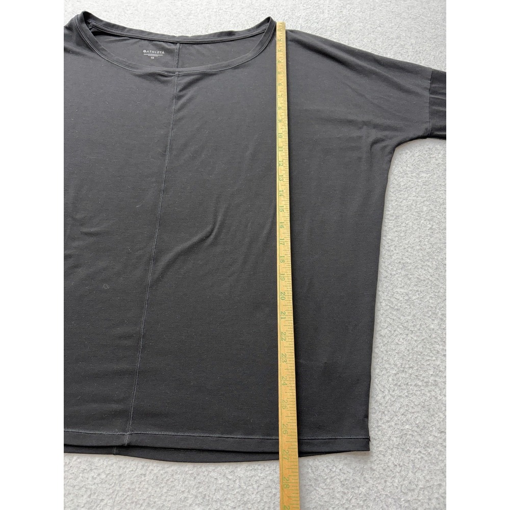 Athleta Shirt Womens 1X Plus Black Long Sleeve Dolman Boat Neck Relaxed Top - Picture 8 of 12